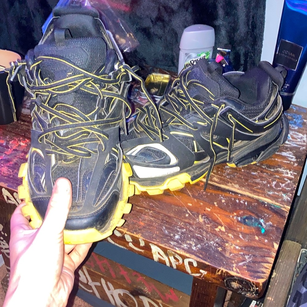 Black and yellow Balenciaga tracks